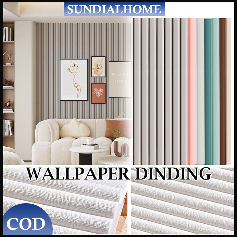 Motif Kayu Silinder/Wallpaper Sticker Dinding Foam Motif 3D Dekorasi Kamar/Stiker Dinding Plafon Dek