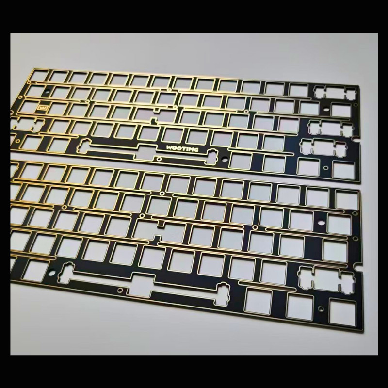 Black FR4 plate for Wooting 60HE keyboard modification (for plate-mounted stabs)