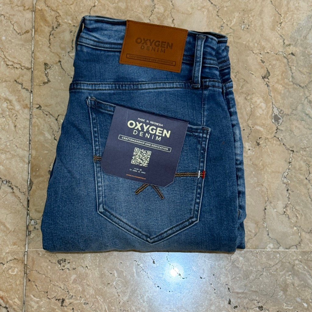 Celana Panjang Jeans Pria Oxygen Denim Original 706 Slim Fit Stretch  Mid Blue 706-8119