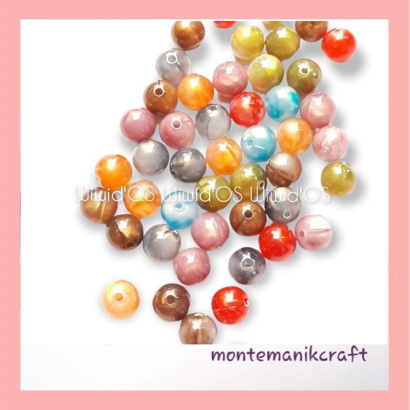 MANIK (15 biji) MANIK MARMER BULAT 10 MM MONTEMANIK CRAFT