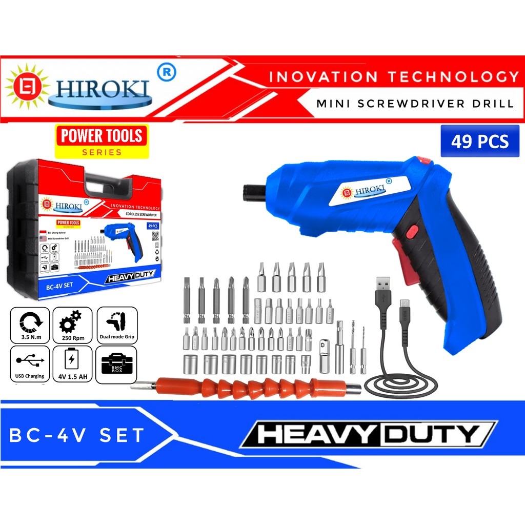 Mesin Bor Cordless cordles Baterai Mini Screwdriver Tool Kit 4 Volt Obeng battery buka pasang Skrup 