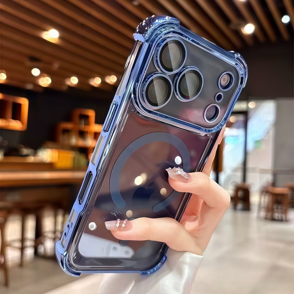 Luxury Plating Airbag Acrylic Clear Magsafe Magnetic Phone Case for iPhone 17Pro Max 17 Air Pro Tran