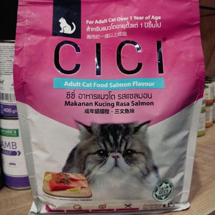 CICI Makanan Kucing Dewasa Rasa Salmon Kemasan 1,2 kg untuk Kucing Lebih dari 1 Tahun Umur