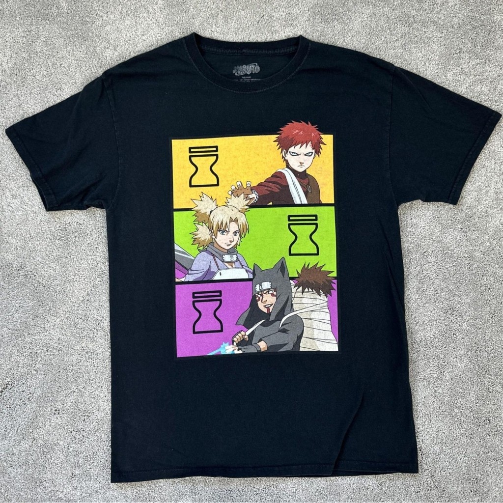 Naruto Sand Siblings Gaara Temari Kankuro Official Tee Black Medium VIZ Media