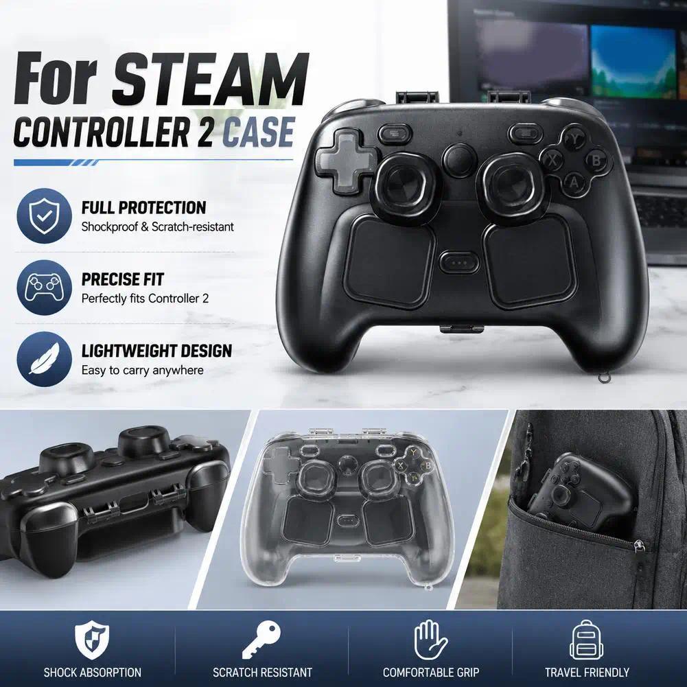 Transprent Black For Steam Controller Game Controller Anti Drop Case For Steam Controller 2 Protecti