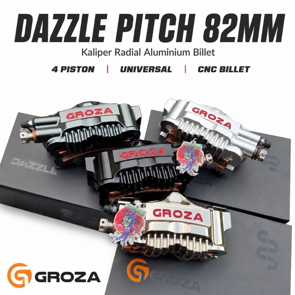 KALIPER GROZA 4 PISTON DAZZLE KALIPER RADIAL ZENITH 82MM PICTH ALUMINIUM BILLET UNIVERSAL KALIPER 4 