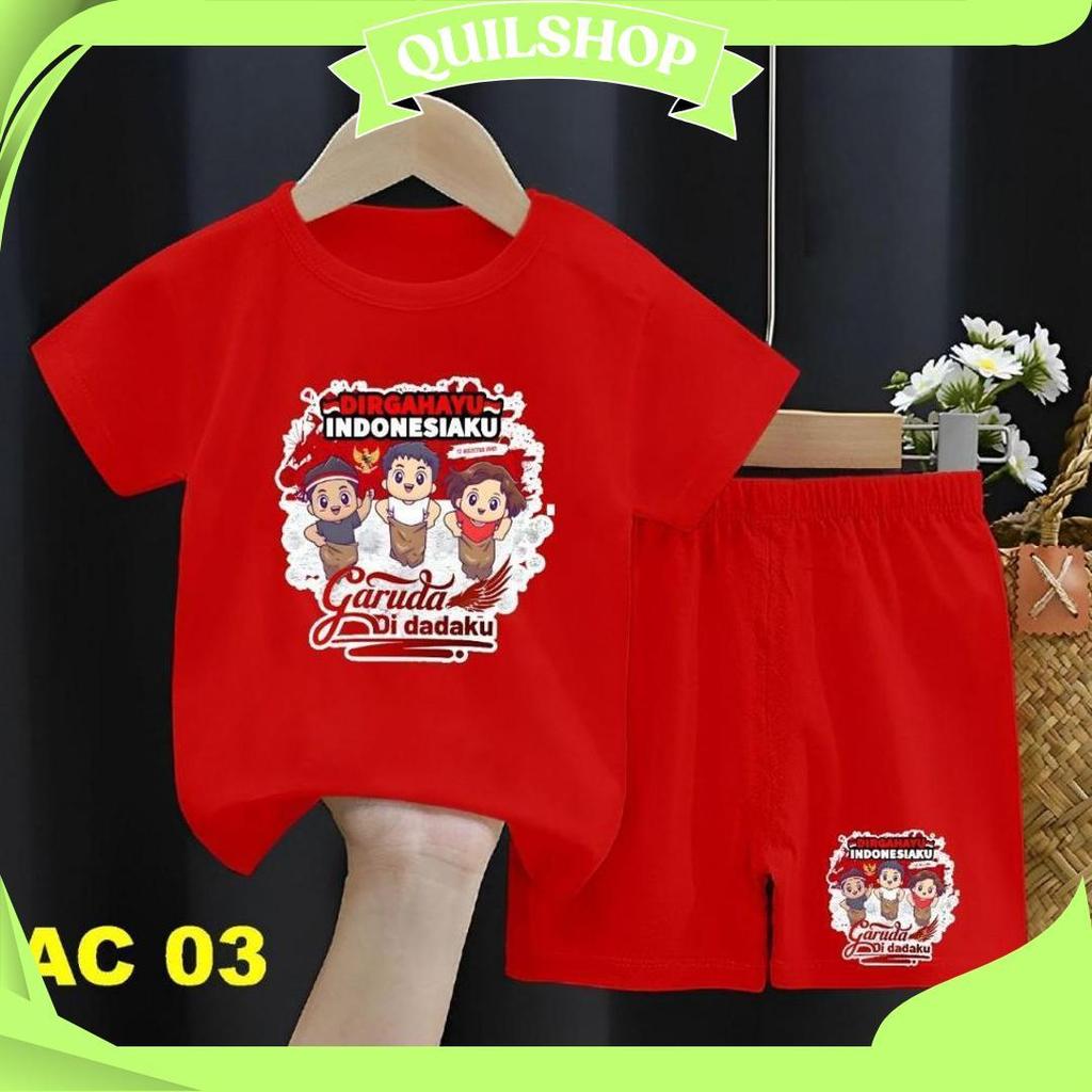 Baju / Setelan / Oneset Baju & Celana Anak UNISEX STA1455 Edisi 17 Agustus Dirgahayu Kemerdekaan Ind
