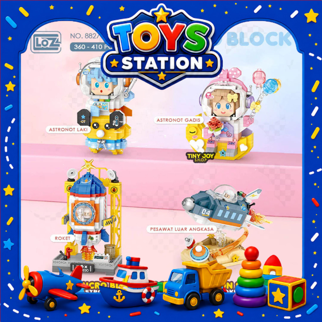 [TOYSSTATION] [TG174] LOZ Mainan Micro Block (SPACE EXPLORATION) 8827-8830 DIY Puzzle Antariksa Kara