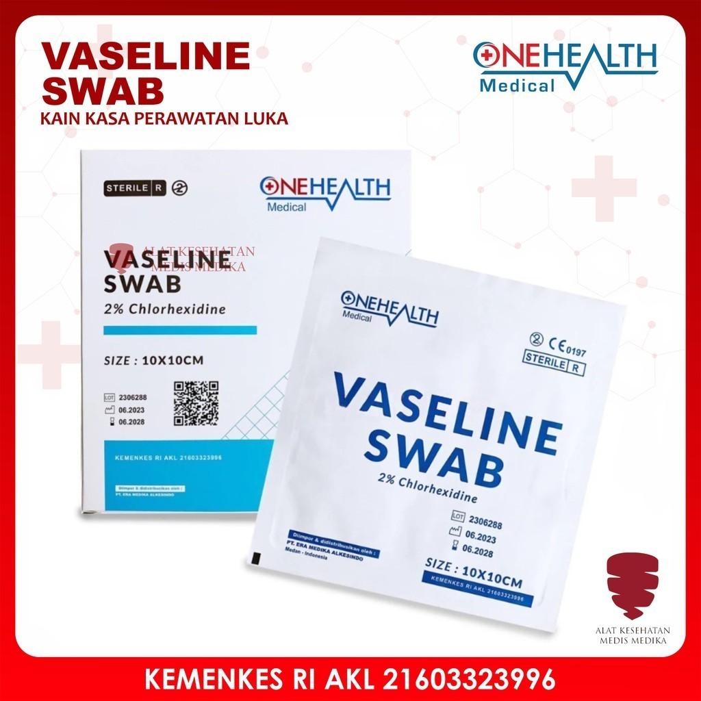 OneHealth Vaseline Swab 10x10 cm isi 10 Kasa Steril Antibiotik Plester Luka Jaring Gauze
