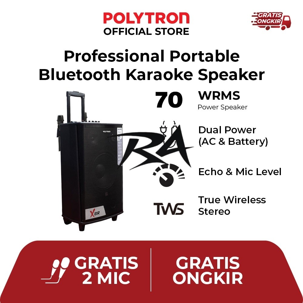 III SPEAKER PORTABLE POLYTRON TROLLEY TROLI PAS PRO PASPRO 10F7 PASPRO10F7 ADA HANDLE PEGANGAN RODA 