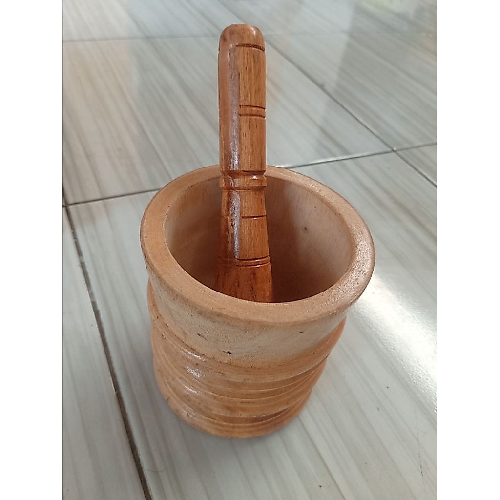 SET LUMPANG KAYU MINI PENUMBUK KAYU LESUNG KAYU