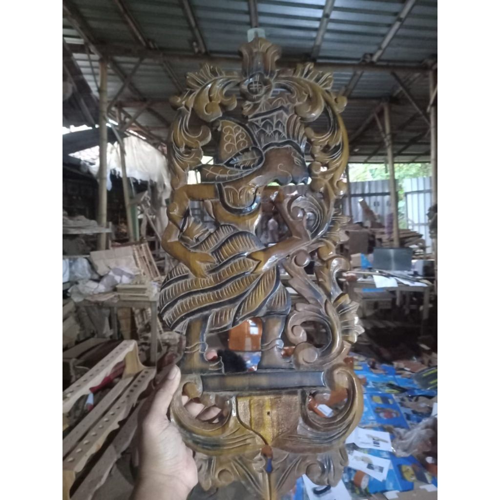 Pajangan Dinding Ukiran Wayang Semar Kayu Ukir Relief Estetik Dekorasi Rumah