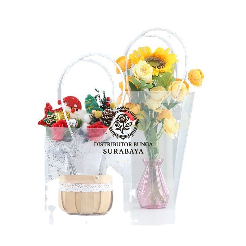 DB - [MIKA BAG TRANSPARAN] MIKA BAG TEMBUS PANDANG PAPER BAG BUKET BUNGA PLASTIK TOTEBAG TRANSPARANT