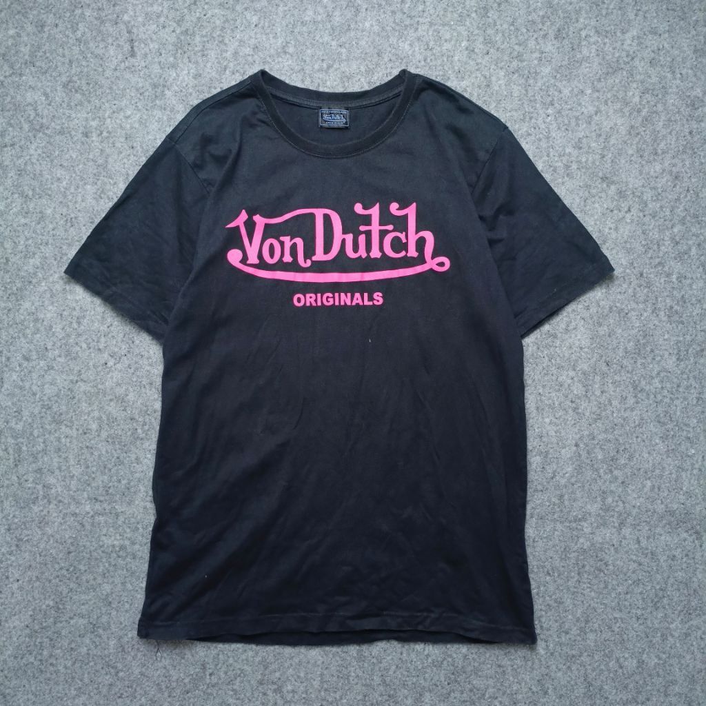Kaos Von Dutch Black Pink Logo Second