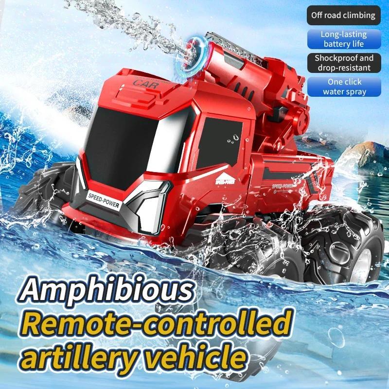 Amphibious 4WD Water Bead RC Truck,2.4GHz, Automatic Water Bead Launcher,360° Spin & Stunts,Cool Lig