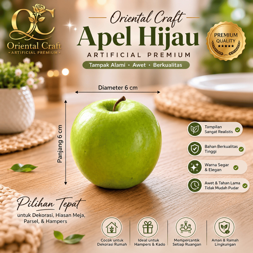 Apel Palsu Apel Artificial Buah Isi 5 Buah Dalam Jaring Premium Quality