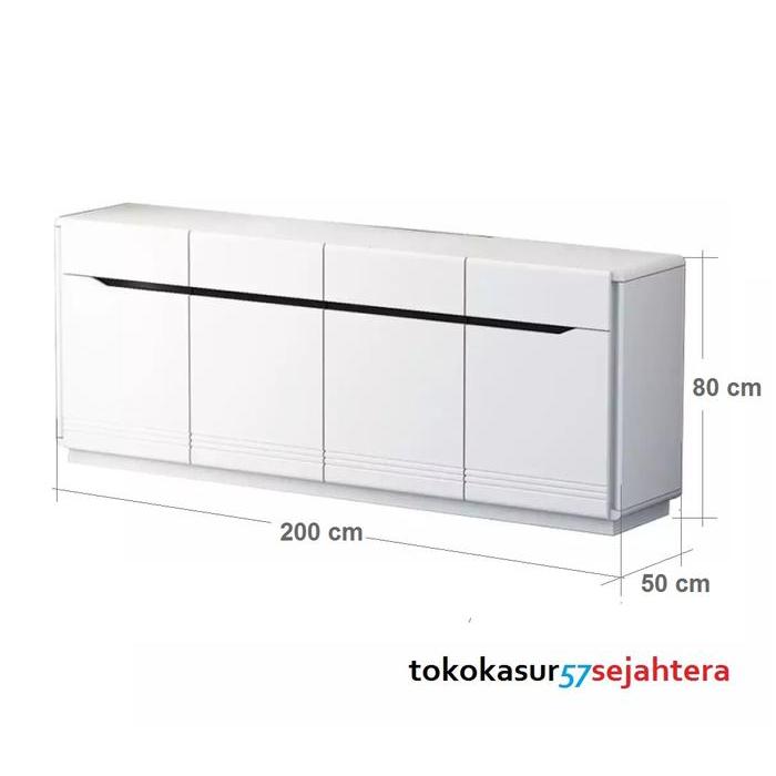 SIANTANO - Lemari Samping / Lemari Serbaguna / Cradenza / Bufet CR 011 White Glossy