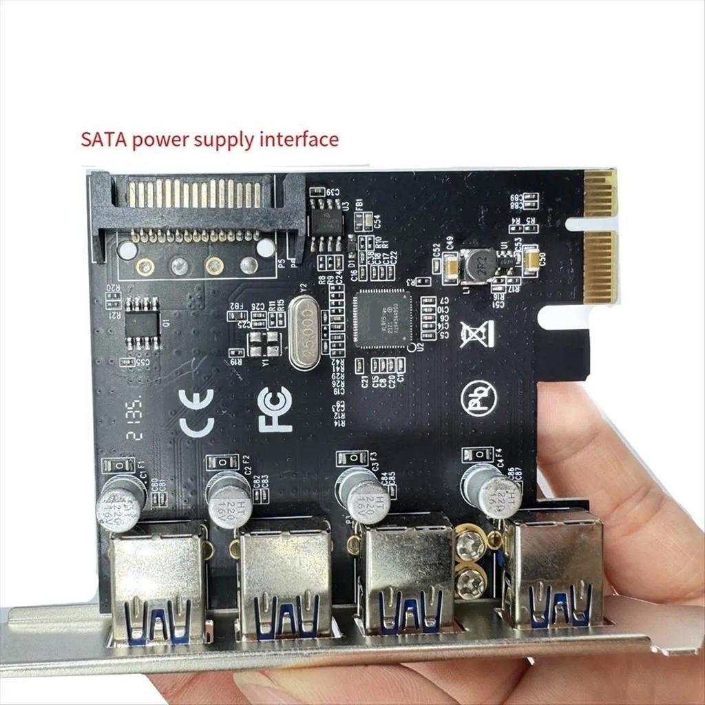 #02M Pcie to USB3.0 rotor card,4 Port USB 3.0 PCI-E Expansion Card PCI Express PCIe USB 3.0 Hub (Met