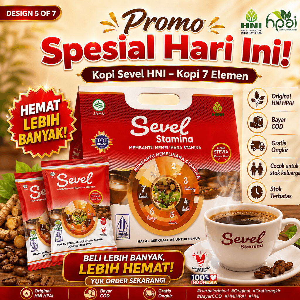KOPI SEVEL STAMINA HPAI 7 Elemen Original / Kopi Herbal Kesehatan Penambah Stamina Pria Wanita Kaya 