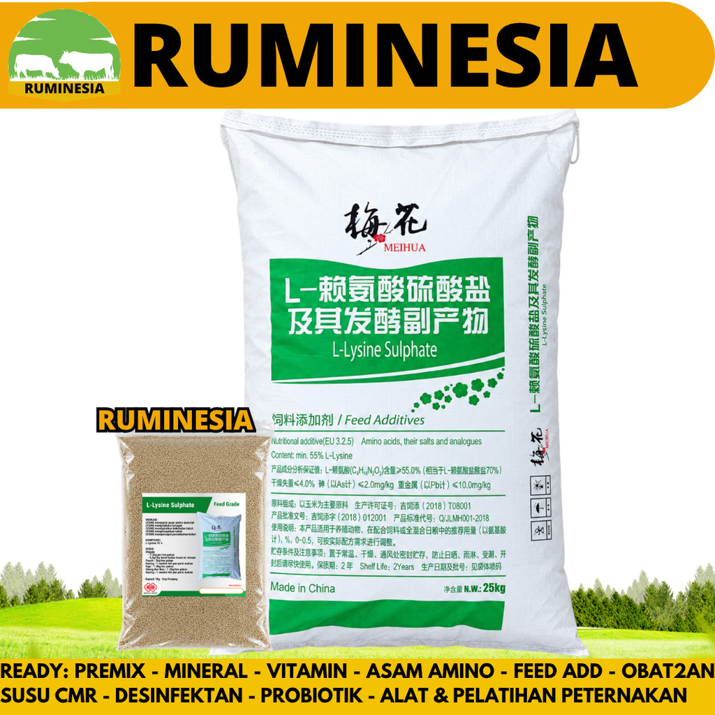 LYSINE SULFATE 1 KG MEIHUA HIJAU - Suplemen Hewan Asam Amino Penggemuk Ternak Sapi Ayam Kucing Udang