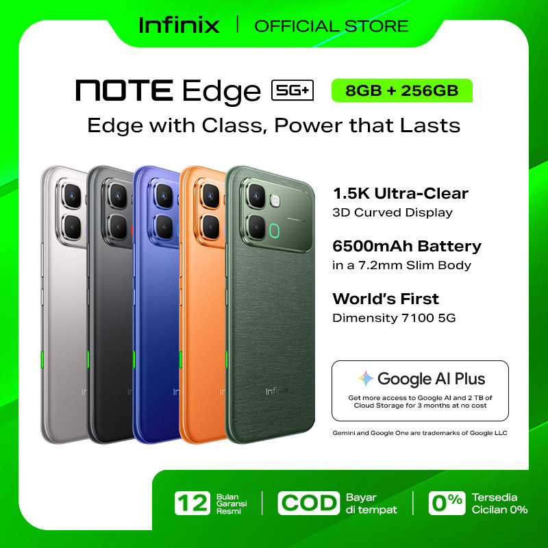 Infinix Note Edge 5G+ 8/256GB - Up to 16GB Extended RAM - Dimensity 7100 5G - 6.78” 3D Curved Amoled