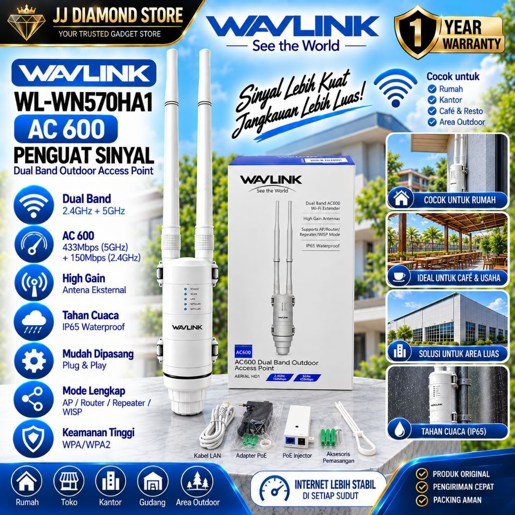 WAVLINK WL-WN570HA1 AC 600 PENGUAT SINYAL ACCESS POINT
