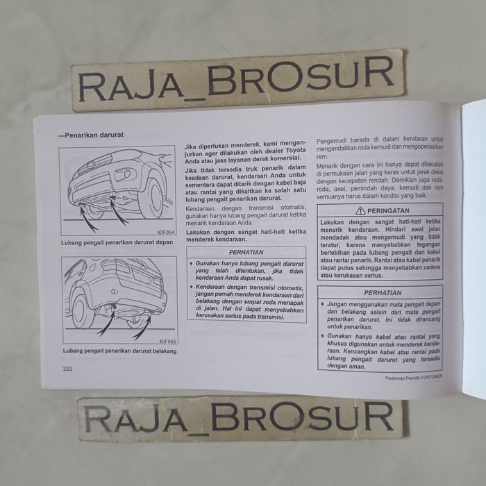 Buku Pedoman Pemilik Manual Book Toyota Fortuner 2005-2011 ORI Original