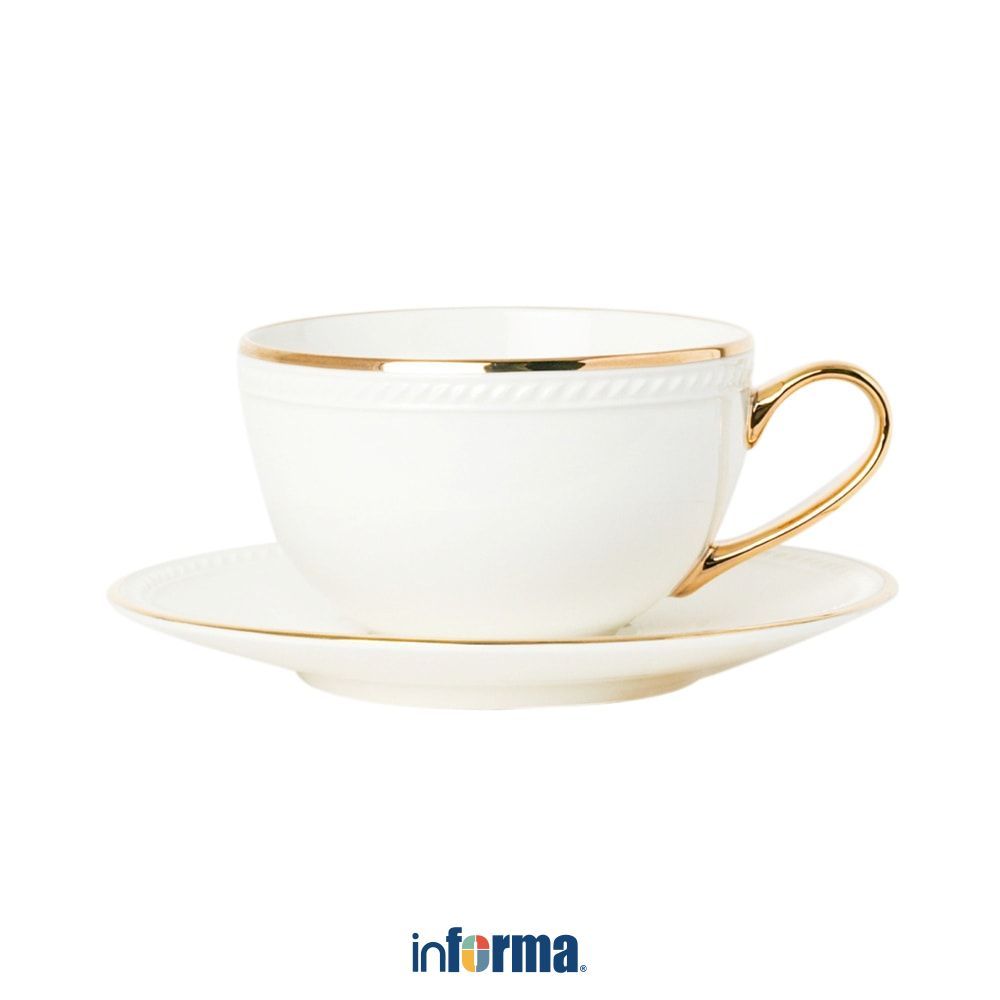 Informa Appetite Cangkir Dengan Saucer Keramik 250 ml - Gold Appeal Tea Cup Coffee Cup Set Cawan Tat