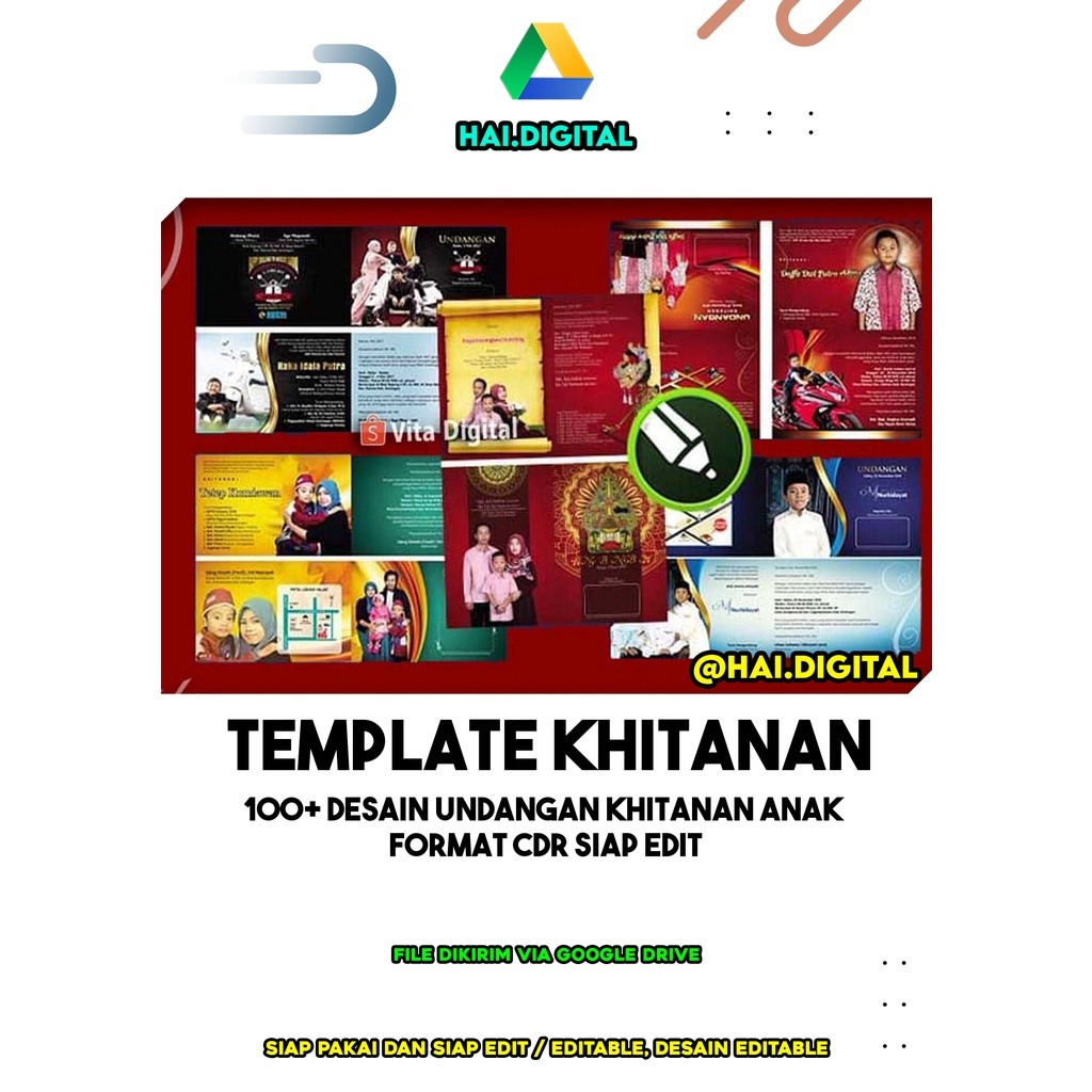 100+ Desain Undangan Khitanan Anak  Format CDR siap edit