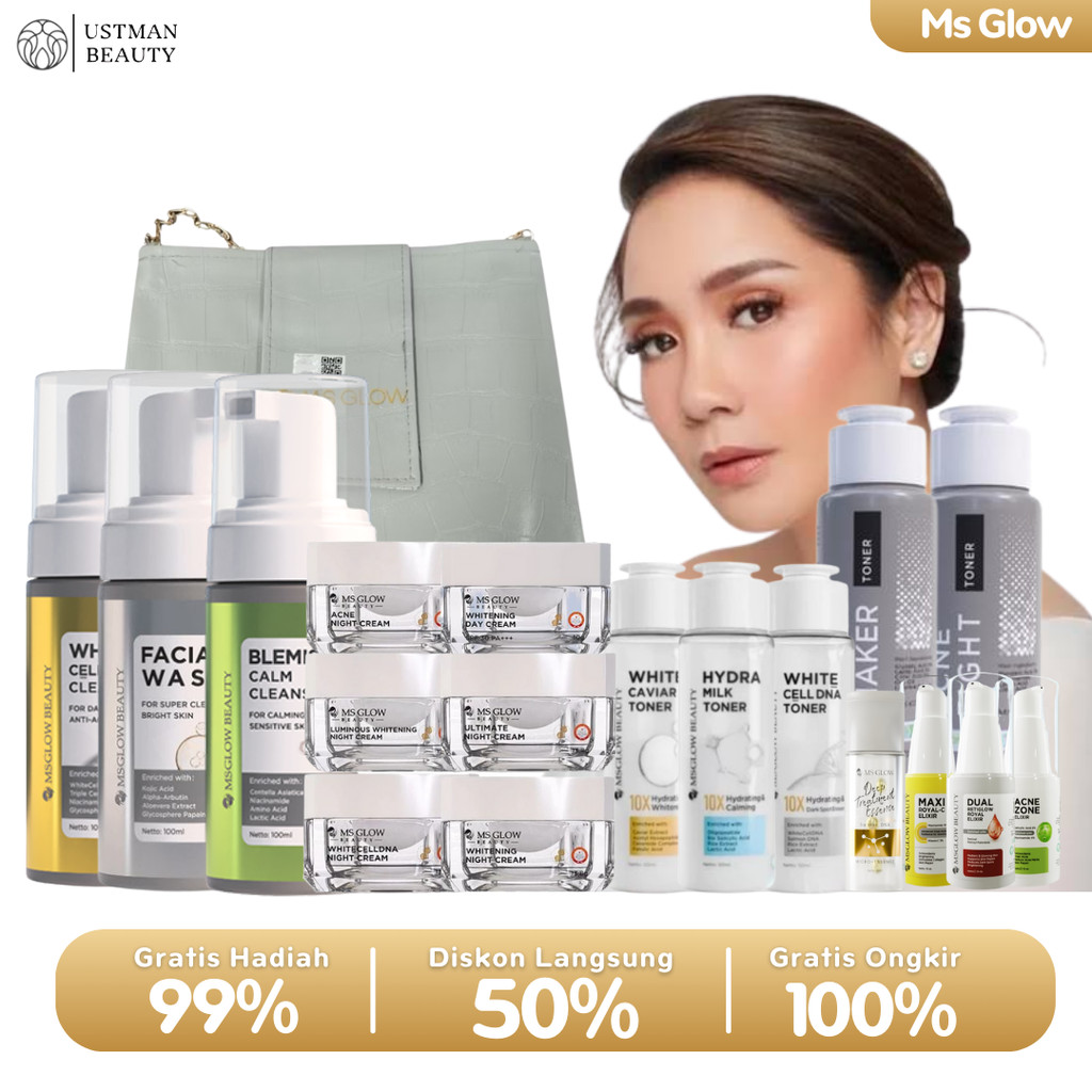 MS GLOW Paket Wajah New Series Acne Whitening Ultimate Luminous WhitecellDNA GRATIS ONGKIR COD