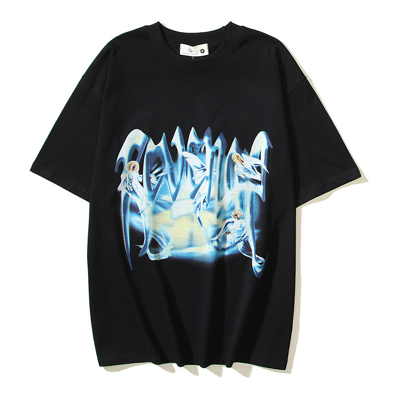 Hellstar Hip-Hop High Street Boomer Di Musim Panas Memilik Kaos Ukuran Lengan Pendek Milik Pria Dan 