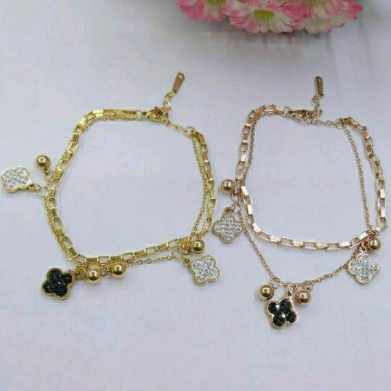 Gelang tangan titanium stainless steel gold dan rosegold grosir