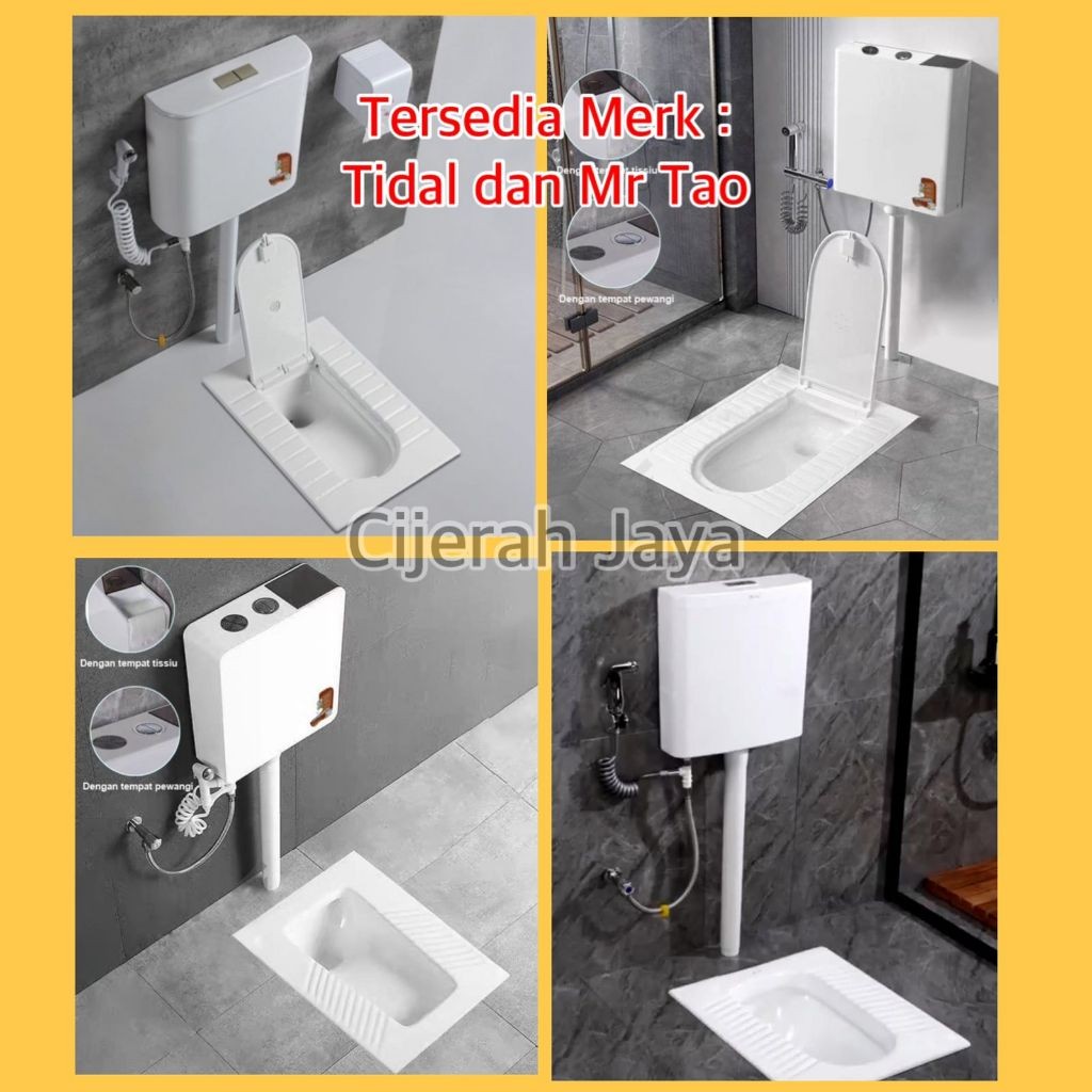 KLOSET JONGKOK OTOMATIS MR TAO  / CLOSET JONGKOK FLUSH KOMPLIT SET PUTIH  / KLOSET JONGKOK PAKAI TUT