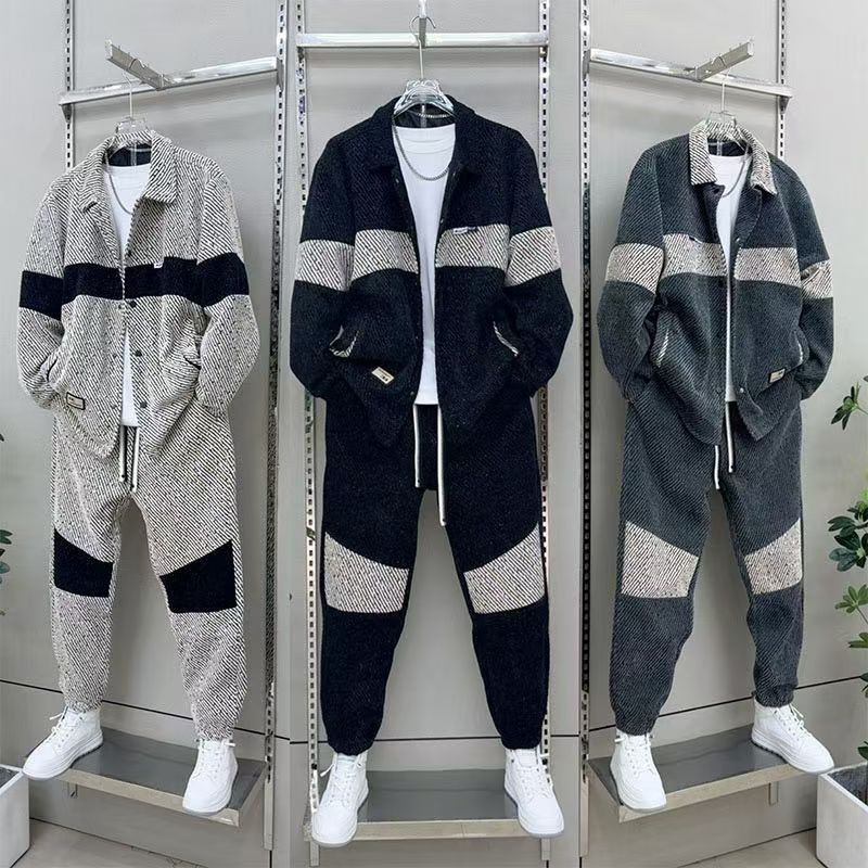 Set warna baru, jaket gaya pria, jaket ekor dovetail, tren, celana kasual dua potong set.