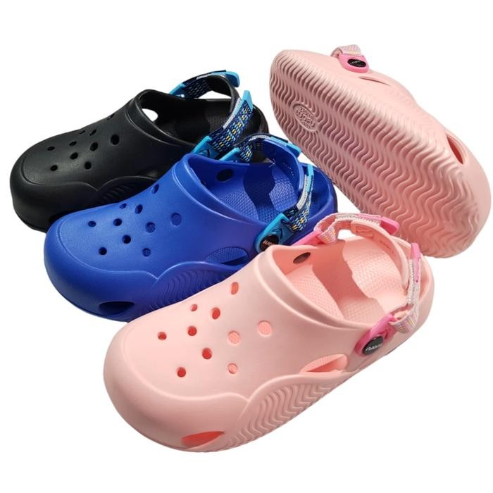 Luofu Sandal Bakpau Anak Cewe Cowo Unisex Import Empuk Ringan E8112E01 (AX2) - NAVY, 30/170