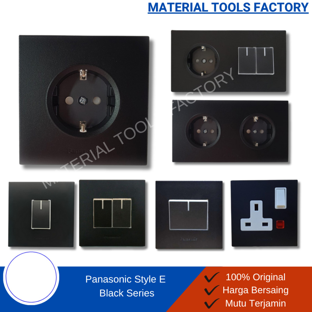 vrt - SAKLAR - STOP KONTAK - SAKLAR LAMPU - SAKLAR PANASONIC BLACK STYLE E - SAKLAR LAMPU PANASONIC 