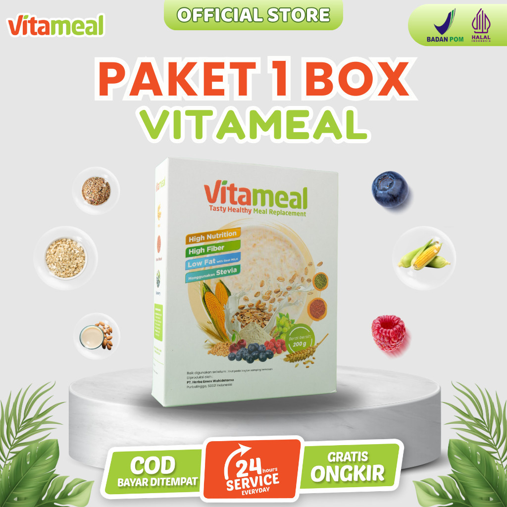 Vitameal Paket 1 Box Sereal Sehat Multigrain Bantu Turun Gula Darah Cegah Diabetes dan Kolesterol Al