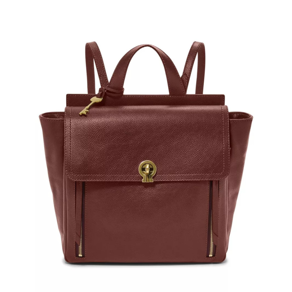 Tas Kulit Wanita Amelia Convertible 3-Model Backpack / Selempang / Tentang Top Handle warna Coklat d