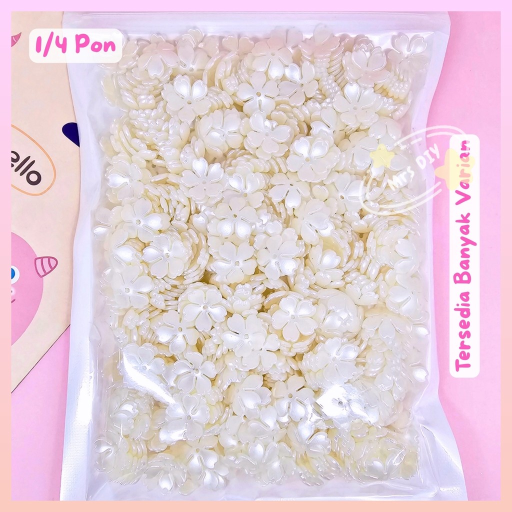 (1/4 PON) Manik Manik Kelopak Bunga Mutiara Akrilik DIY Beads - BH173