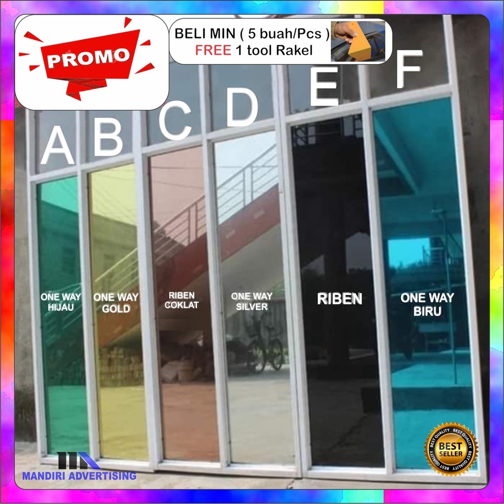 Kaca film oneway/kaca film cermin/kaca film sparta/kaca film warna/kaca film jendela/kaca film gedun