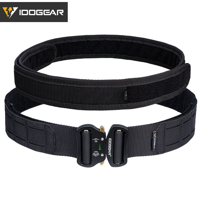 IDOGEAR 2 Inch Tactical Belt with 1.75 Inch Inner Belt Quick Release Metal Buckle MOLLE Laser Cut Me