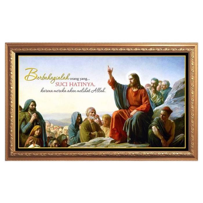 Hiasan Pajangan Dinding Lukisan Tuhan Yesus Memberkati Perjamuan Kudus Kanvas 100 x 55cm - Yesus Kho