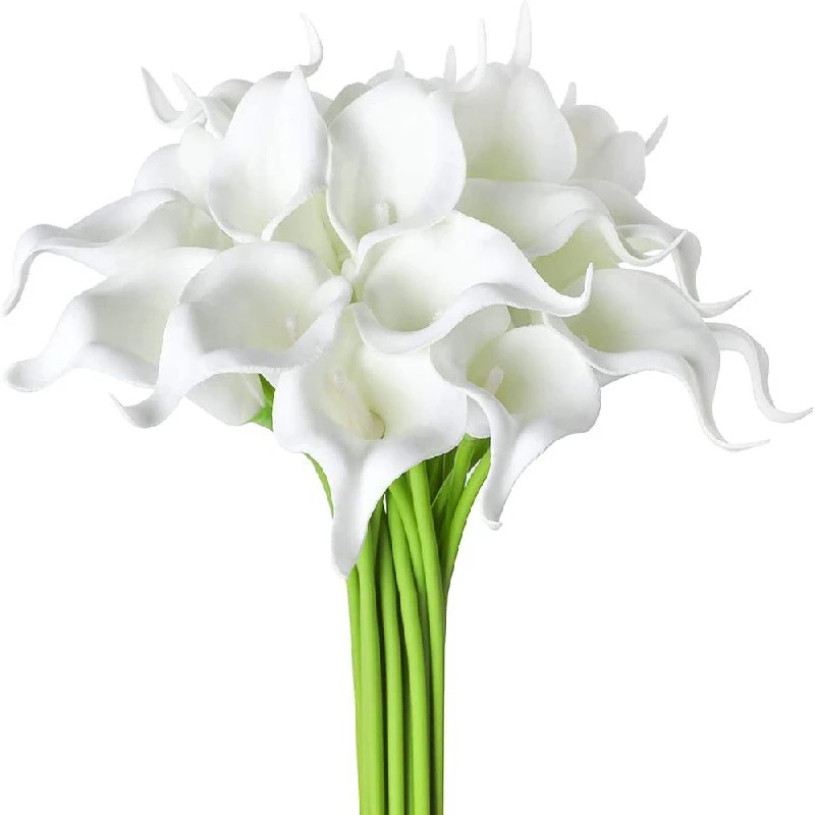 2/5Pieces Real Touch Calla Lily Artificial Flowers White Wedding Bouquet Bridal Shower Party Home Fl