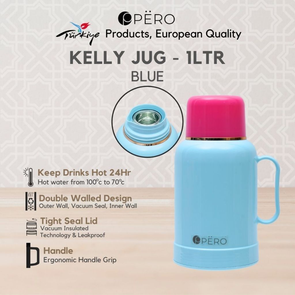 MAJAPUR  Pero Kelly Termos Jug Panas Dingin 24 Jam 1Liter / Thermos with Handle / Termos Air Panas B
