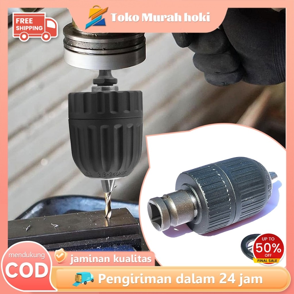 Adapter Impact Wrench Chuck Bor Kepala Bor Keyless Cordless Chuck Bor Full Metal Listrik Chuck Bor