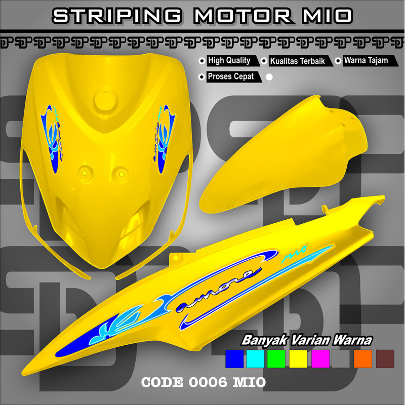Striping Mio Soul Smile Sporty Api List Ori | Biru Merah Hitam Kuning | Decal Motor Transparan