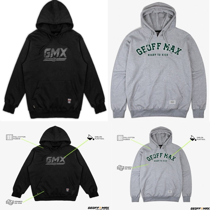 Hoodie Geoff Max Original - Pullover Black On Black II | Escuela Grey| Hoodie | Jacket Pria | Hoodie