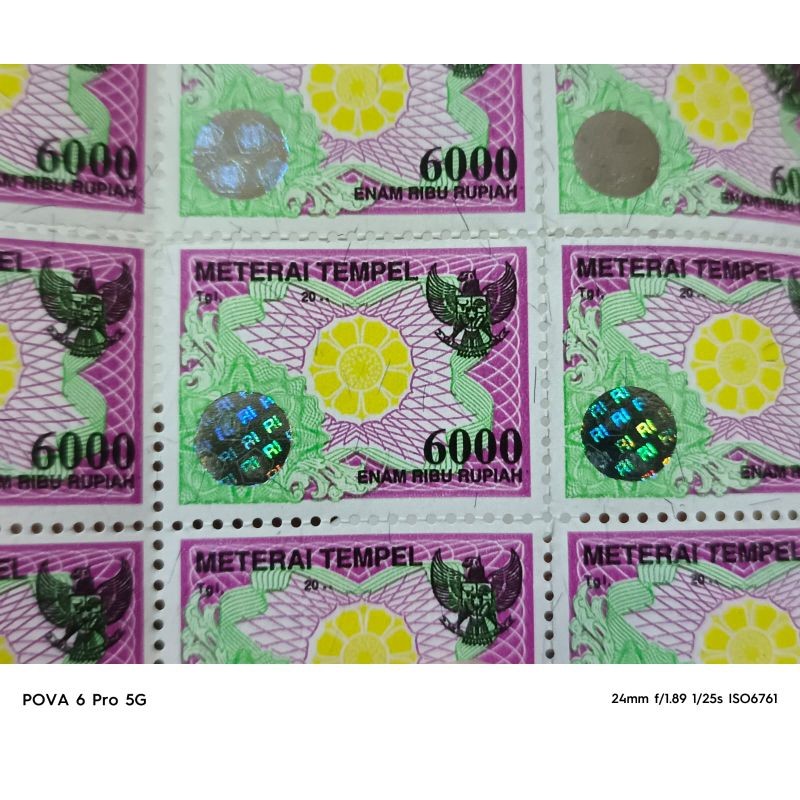 MATERAI KUNO 6000 RUPIAH TAHUN 2000-2002 ORIGINAL GRESS