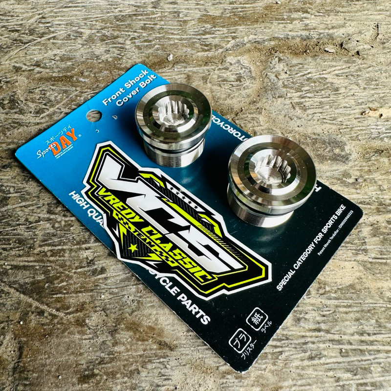 tutup shock ninja R RR SS baut shock depan ninja R RR SS SILVER cnc STAINLES impor DAY