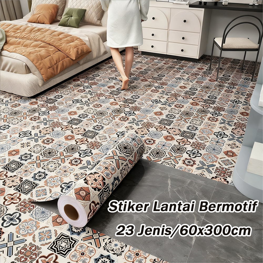 Stiker Lantai Kamar Mandi Dapur Anti Air Anti Licin, Tempel Langsung 60x300cm